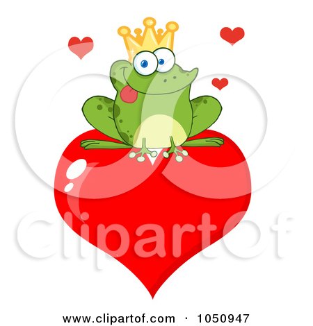 Royalty-Free Vector Clip Art Illustration of a Frog Prince Sitting On A Heart by Hit Toon