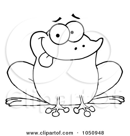 Royalty-Free Vector Clip Art Illustration of an Outlined Frog Sticking His Tongue Out by Hit Toon