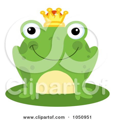 Royalty-Free Vector Clip Art Illustration of a Smiling Frog Prince On A Lily Pad by Hit Toon