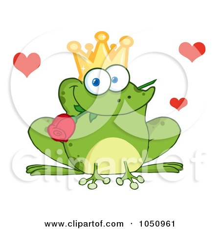 Royalty-Free Vector Clip Art Illustration of a Frog Prince With A Rose by Hit Toon