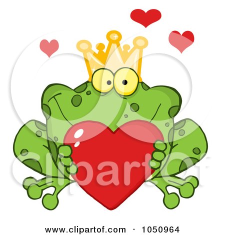 Royalty-Free Vector Clip Art Illustration of a Frog Prince Holding A Heart by Hit Toon