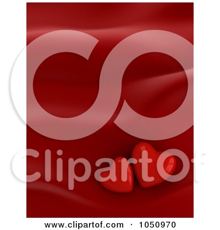 Royalty-Free (RF) Clip Art Illustration of Two 3d Red Heats Over Red Waves by BNP Design Studio