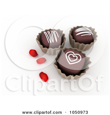Royalty-Free (RF) Clip Art Illustration of 3d Valentine Chocolates With Rose Petals by BNP Design Studio