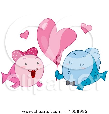 Royalty-Free Vector Clip Art Illustration of a Fish Blowing A Heart Bubble For His Valentine by BNP Design Studio