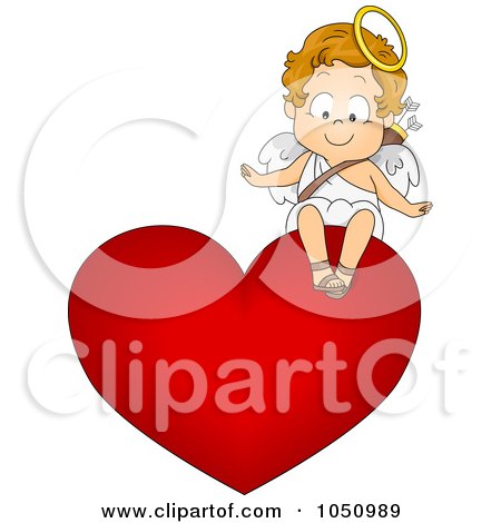 Royalty-Free Vector Clip Art Illustration of a Valentine Cupid Sitting On A Heart by BNP Design Studio