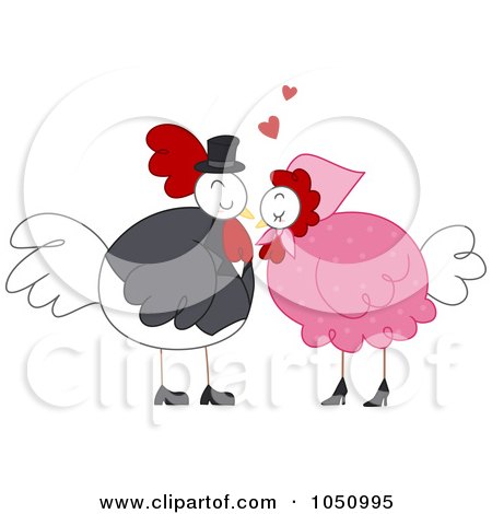 Royalty-Free Vector Clip Art Illustration of a Valentine Chicken Couple by BNP Design Studio