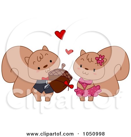 Royalty-Free Vector Clip Art Illustration of a Squirrel Giving An Acorn To His Valentine by BNP Design Studio