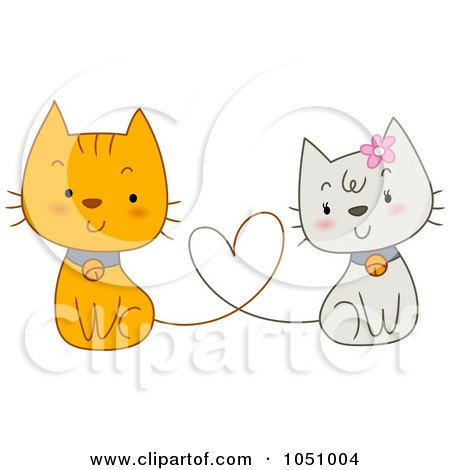 Royalty-Free Vector Clip Art Illustration of a Pair Of Valentine Cats With Their Tails Forming A Heart by BNP Design Studio