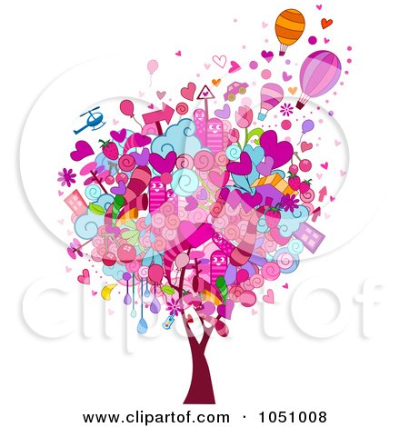 Royalty-Free Vector Clip Art Illustration of a Valentine Doodle Tree - 1 by BNP Design Studio