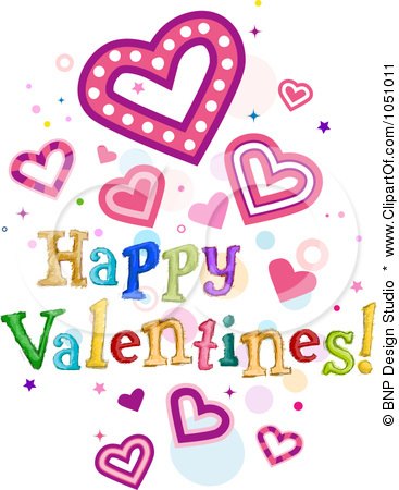Royalty-Free Vector Clip Art Illustration of Happy Valentines Text With Hearts by BNP Design Studio