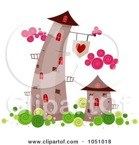 Royalty-Free Vector Clip Art Illustration of Valentine Towers With Pink Clouds by BNP Design Studio