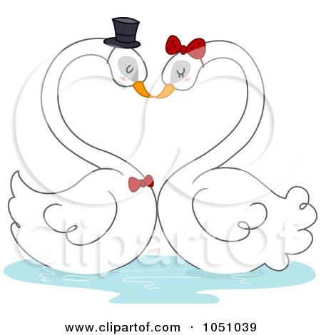Royalty-Free Vector Clip Art Illustration of Valentine Swans Forming A Heart by BNP Design Studio