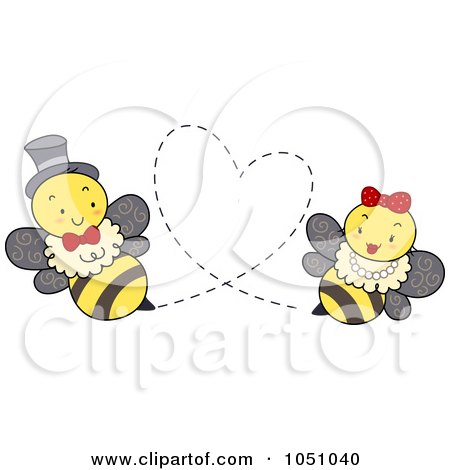 Royalty-Free Vector Clip Art Illustration of a Bee Couple Forming A Heart by BNP Design Studio