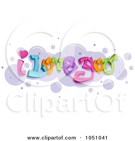 Royalty-Free Vector Clip Art Illustration of I Love You Graffiti Text Over Bubbles by BNP Design Studio