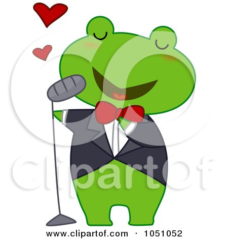 Royalty-Free Vector Clip Art Illustration of a Frog Singing Love Songs by BNP Design Studio