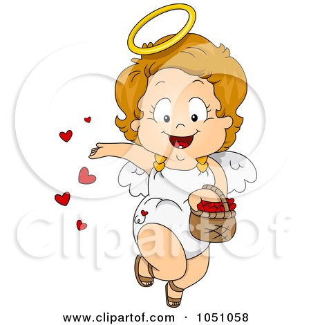 Royalty-Free Vector Clip Art Illustration of a Valentine Cupid Spreading Love by BNP Design Studio