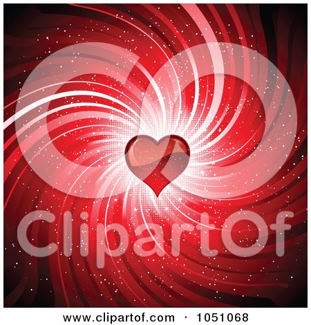 Royalty-Free Vector Clip Art Illustration of a Red Swirl And Heart Valentine Background by KJ Pargeter