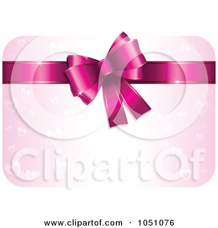 Royalty-Free Vector Clip Art Illustration of a Pink Heart Valentine Gift Card With A Bow by KJ Pargeter