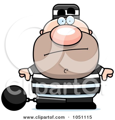 Royalty-Free Vector Clip Art Illustration of a Chubby Convict With A Ball And Chain by Cory Thoman