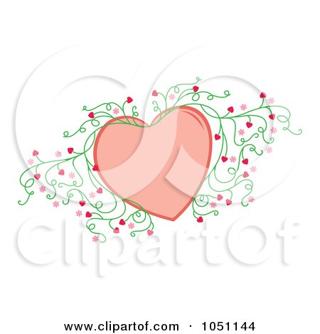 Royalty-Free Vector Clip Art Illustration of a Vine Around A Pink Heart by Cherie Reve