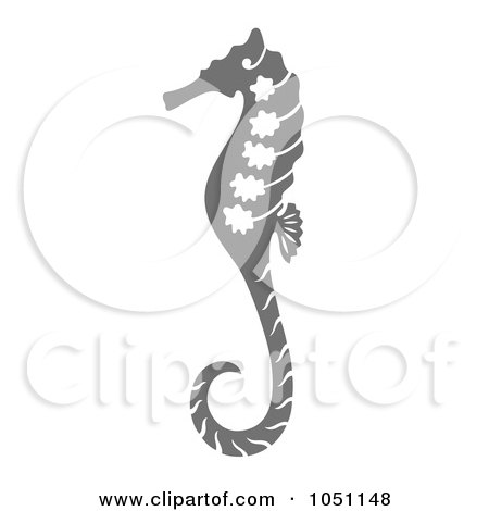 Royalty-Free Vector Clip Art Illustration of a Decorative Gray Seahorse by Cherie Reve
