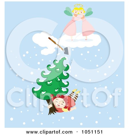 Royalty-Free Vector Clip Art Illustration of a Girl Flying Away With A Tree by Cherie Reve
