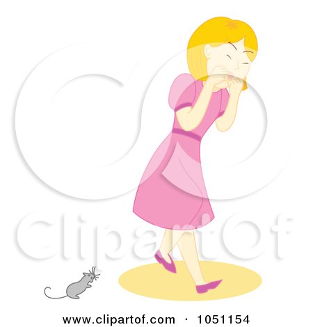 Royalty-Free Vector Clip Art Illustration of a Mouse Scaring A Girl by Cherie Reve