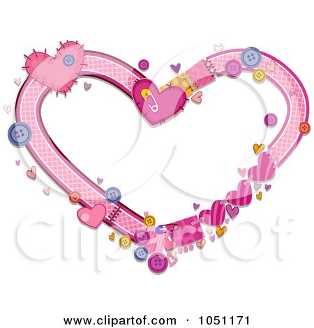Royalty-Free Vector Clip Art Illustration of a Fabric Heart Frame With Buttons by BNP Design Studio