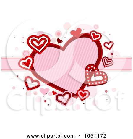 Royalty-Free Vector Clip Art Illustration of Hearts And A Ribbon With Bubbles On White by BNP Design Studio