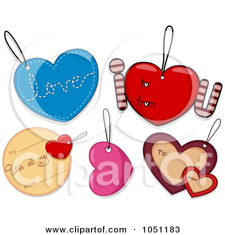 Royalty-Free Vector Clip Art Illustration of a Digital Collage Of Valentines Day Tags - 2 by BNP Design Studio