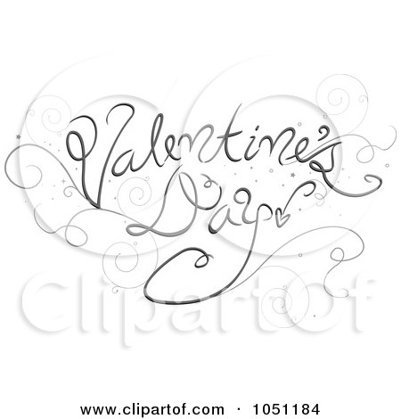 Royalty-Free Vector Clip Art Illustration of Gray Valentines Day Text With Swirls by BNP Design Studio