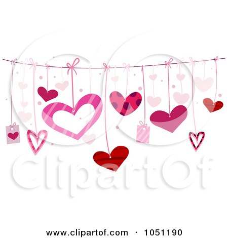 Royalty-Free Vector Clip Art Illustration of Valentines And Hearts Hanging From A Clothesline by BNP Design Studio