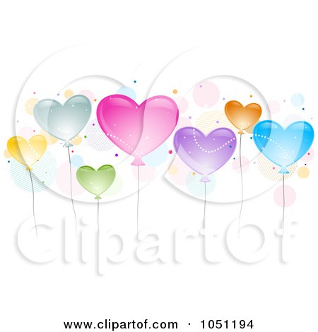 Royalty-Free Vector Clip Art Illustration of Colorful Shiny Heart Balloons And Bubbles by BNP Design Studio