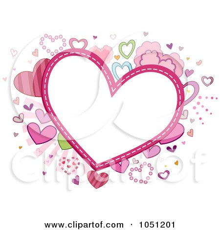 Royalty-Free Vector Clip Art Illustration of a Heart Frame With Stitching by BNP Design Studio