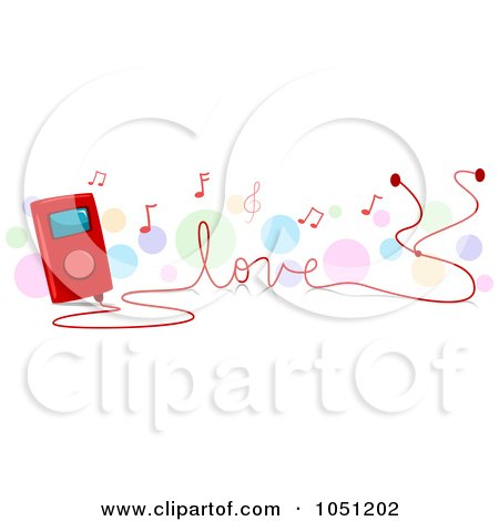 Royalty-Free Vector Clip Art Illustration of an Mp3 Player Playing Love Songs by BNP Design Studio