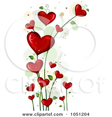 Royalty-Free Vector Clip Art Illustration of a Background Of Blooming Heart Vines Over White - 5 by BNP Design Studio