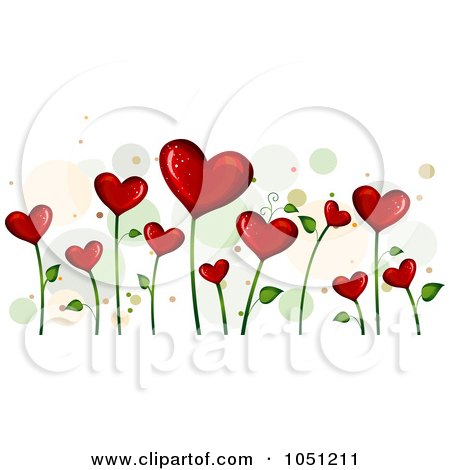 Royalty-Free Vector Clip Art Illustration of a Background Of Blooming Heart Vines Over White - 4 by BNP Design Studio