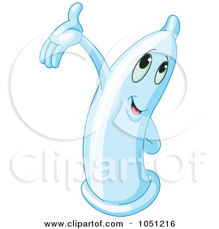 Royalty-Free Vector Clip Art Illustration of a Presenting Blue Condom by Pushkin