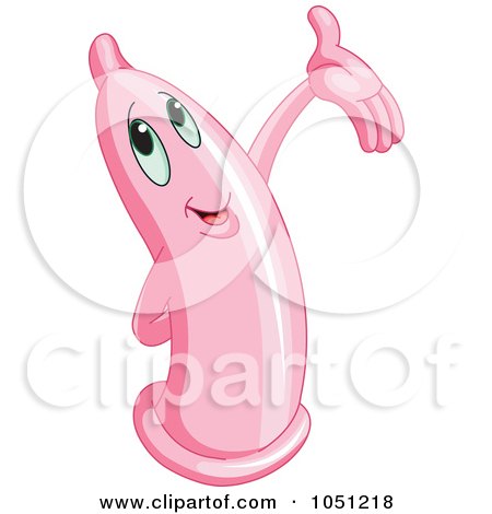 Royalty-Free Vector Clip Art Illustration of a Presenting Pink Condom by Pushkin