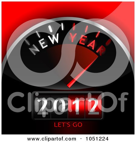 Royalty-Free Vector Clip Art Illustration of a 3d 2012 Counter On A Red And Black Dashboard by Oligo