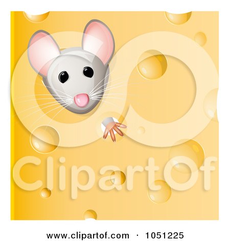 Royalty-Free Vector Clip Art Illustration of a Cute Mouse Peeking Through Holy Cheese by Oligo