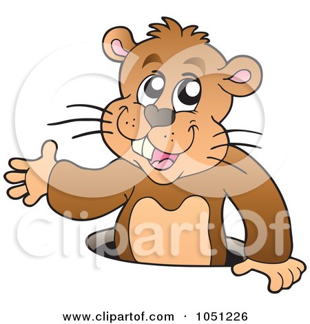 Royalty-Free Vector Clip Art Illustration of a Happy Groundhog Popping Out Of His Hole by visekart