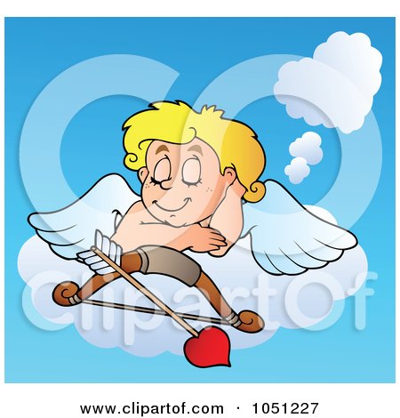 Royalty-Free Vector Clip Art Illustration of Cupid Resting On A Cloud by visekart