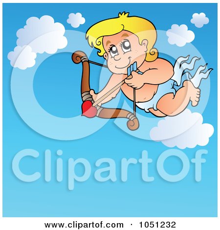 Royalty-Free Vector Clip Art Illustration of Cupid Shooting Love's Arrow In The Sky - 2 by visekart