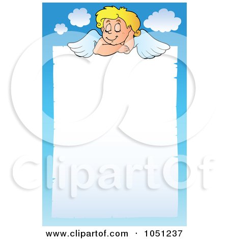 Royalty-Free Vector Clip Art Illustration of Cupid Resting On A Frame by visekart