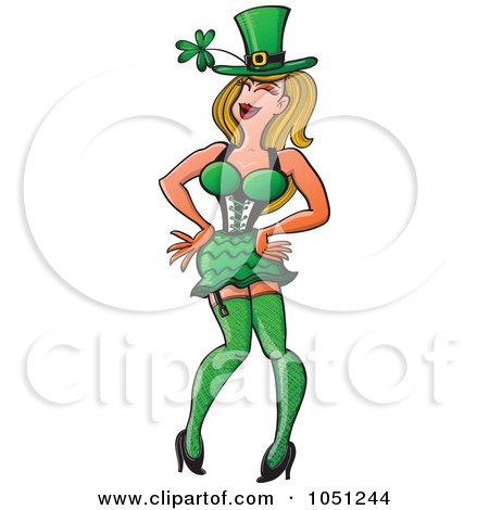 Royalty-Free Vector Clip Art Illustration of a Sexy St Patricks Day Girl Posing by Zooco