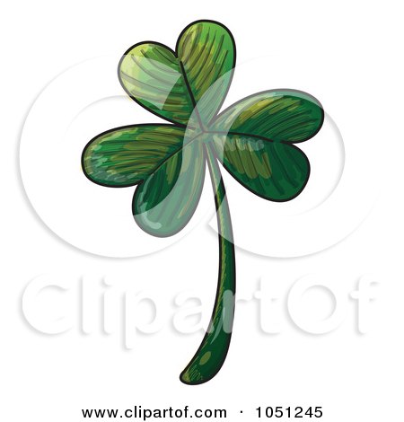 Royalty-Free Vector Clip Art Illustration of a Green Three Leaf Shamrock Clover by Zooco