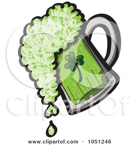 Royalty-Free Vector Clip Art Illustration of a Pint Of Spilling Green St Patricks Day Beer by Zooco