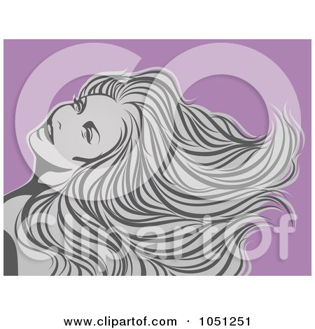 Royalty-Free Vector Clip Art Illustration of a Sexy Gray Woman With Long Hair Over Purple by elena
