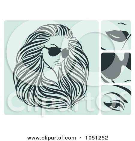 Royalty-Free Vector Clip Art Illustration of a Digital Collage Of Blue Hair And Beauty Icons by elena
